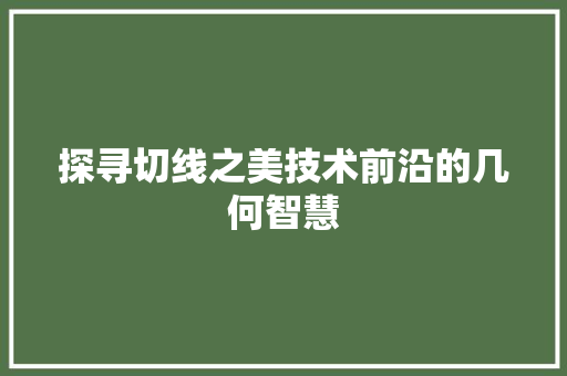 探寻切线之美技术前沿的几何智慧