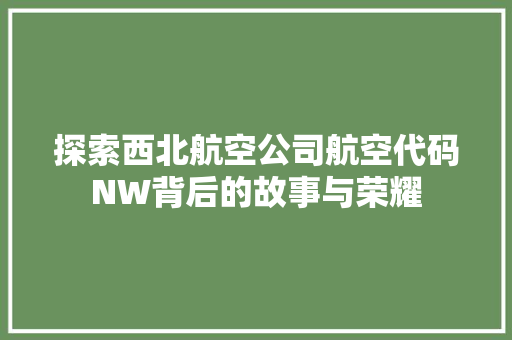 探索西北航空公司航空代码NW背后的故事与荣耀
