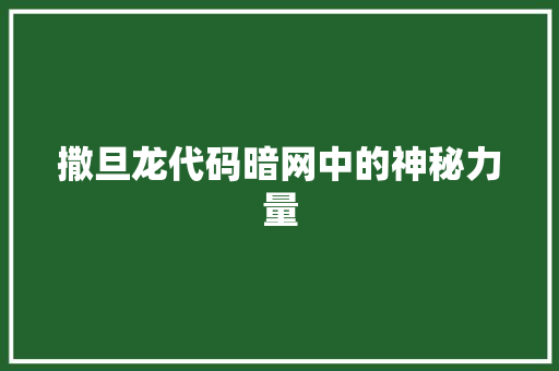 撒旦龙代码暗网中的神秘力量