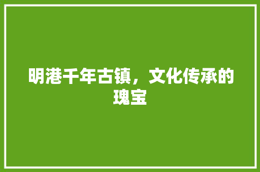 明港千年古镇，文化传承的瑰宝