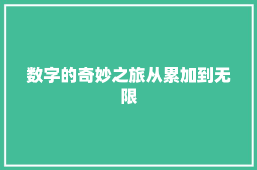 数字的奇妙之旅从累加到无限