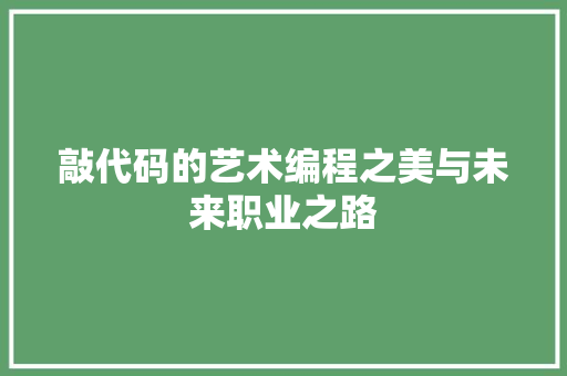 敲代码的艺术编程之美与未来职业之路