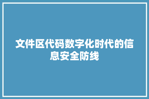 文件区代码数字化时代的信息安全防线