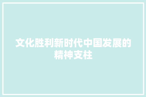 文化胜利新时代中国发展的精神支柱
