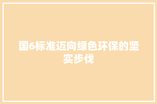 国6标准迈向绿色环保的坚实步伐