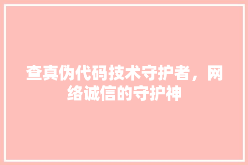 查真伪代码技术守护者，网络诚信的守护神