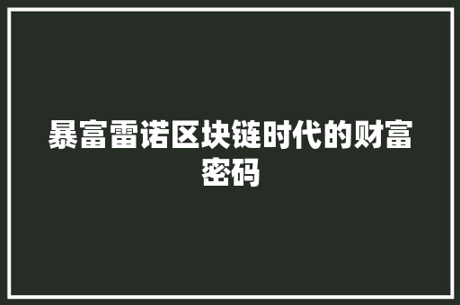 暴富雷诺区块链时代的财富密码
