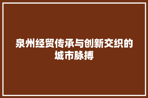 泉州经贸传承与创新交织的城市脉搏