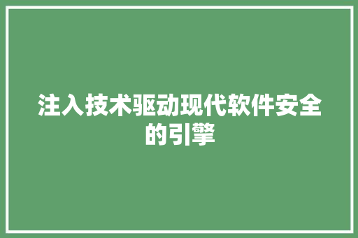 注入技术驱动现代软件安全的引擎