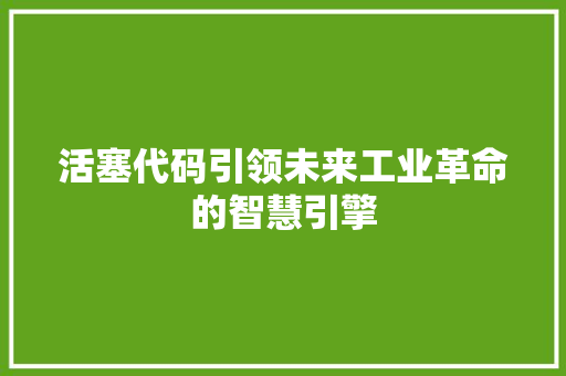 活塞代码引领未来工业革命的智慧引擎