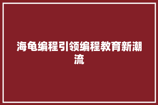 海龟编程引领编程教育新潮流