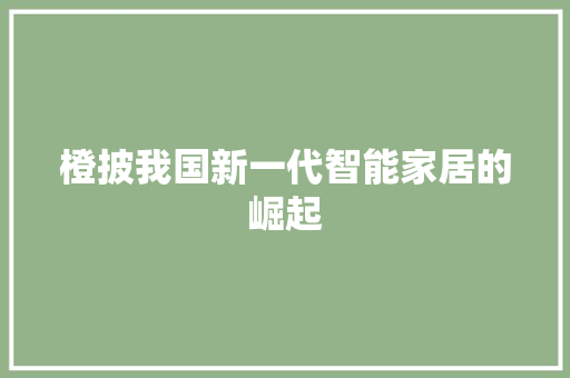 橙披我国新一代智能家居的崛起