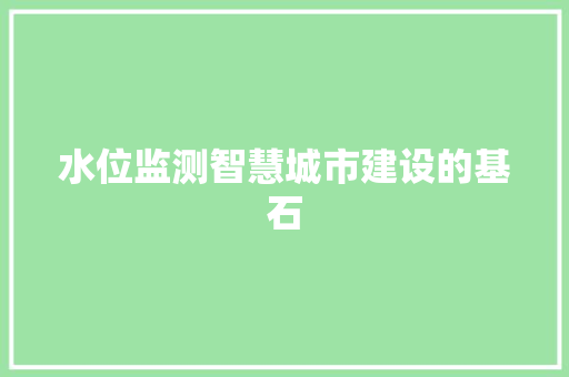 水位监测智慧城市建设的基石