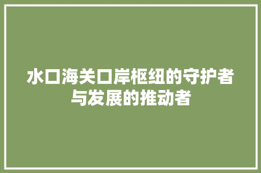水口海关口岸枢纽的守护者与发展的推动者