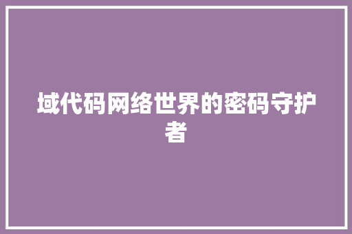 域代码网络世界的密码守护者