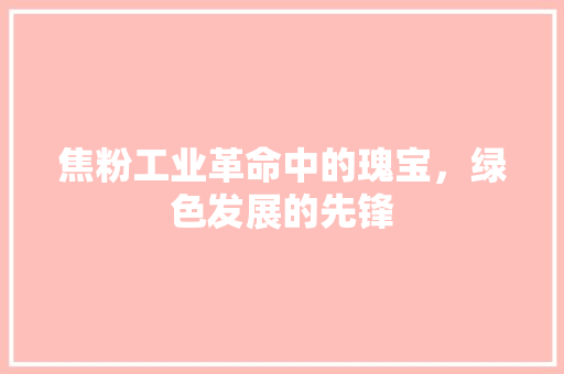 焦粉工业革命中的瑰宝，绿色发展的先锋