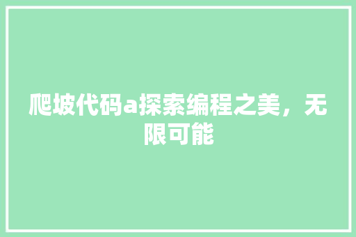 爬坡代码a探索编程之美，无限可能