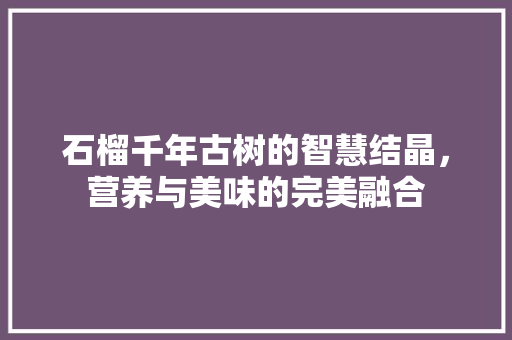 石榴千年古树的智慧结晶，营养与美味的完美融合