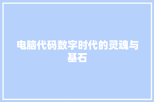 电脑代码数字时代的灵魂与基石