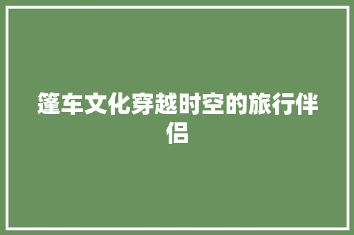 篷车文化穿越时空的旅行伴侣
