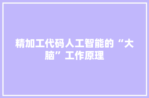 精加工代码人工智能的“大脑”工作原理