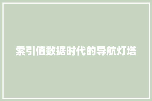 索引值数据时代的导航灯塔