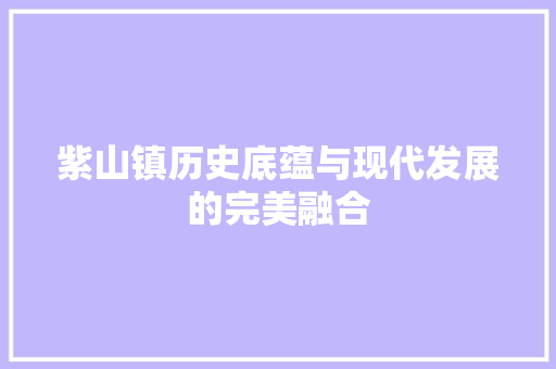 紫山镇历史底蕴与现代发展的完美融合