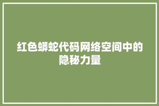红色蟒蛇代码网络空间中的隐秘力量