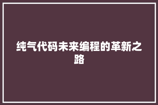 纯气代码未来编程的革新之路