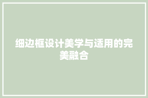 细边框设计美学与适用的完美融合