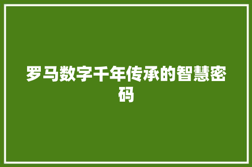 罗马数字千年传承的智慧密码  第1张