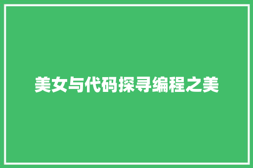 美女与代码探寻编程之美