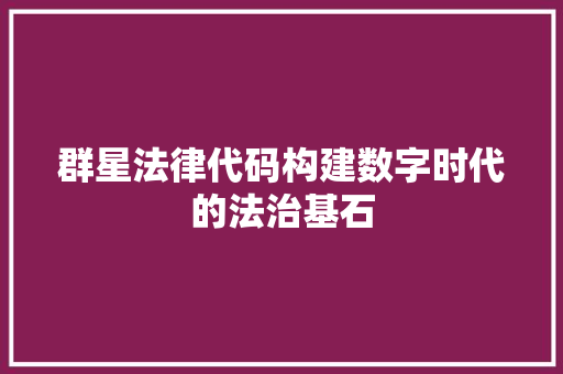 群星法律代码构建数字时代的法治基石