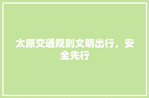 太原交通规则文明出行，安全先行