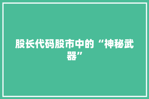 股长代码股市中的“神秘武器”