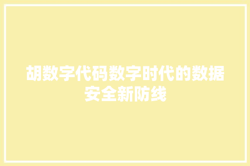 胡数字代码数字时代的数据安全新防线