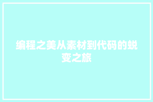编程之美从素材到代码的蜕变之旅