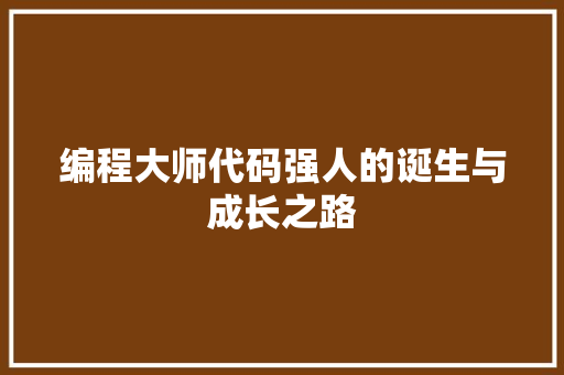 编程大师代码强人的诞生与成长之路  第1张