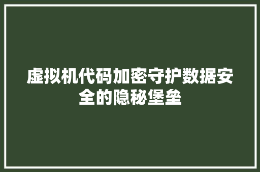 虚拟机代码加密守护数据安全的隐秘堡垒