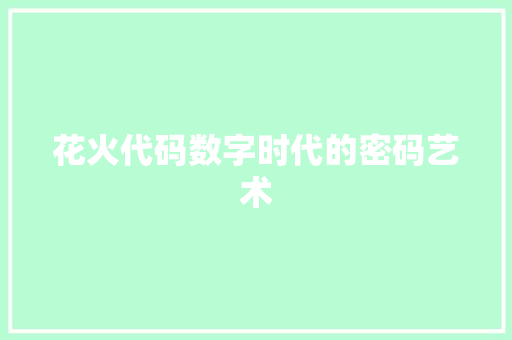 花火代码数字时代的密码艺术