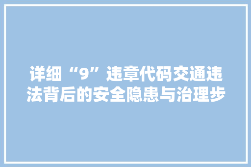 详细“9”违章代码交通违法背后的安全隐患与治理步骤