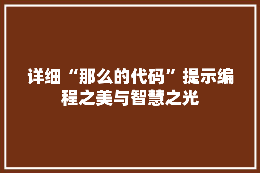 详细“那么的代码”提示编程之美与智慧之光