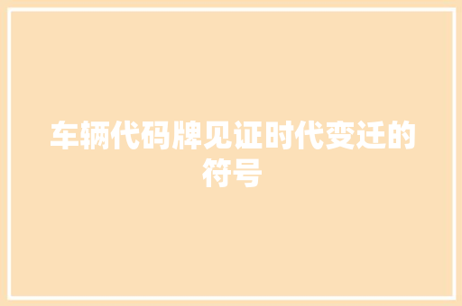 车辆代码牌见证时代变迁的符号