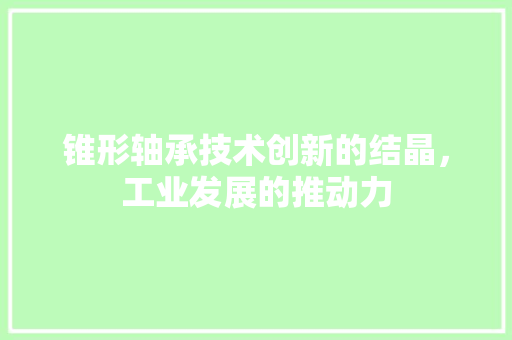 锥形轴承技术创新的结晶，工业发展的推动力