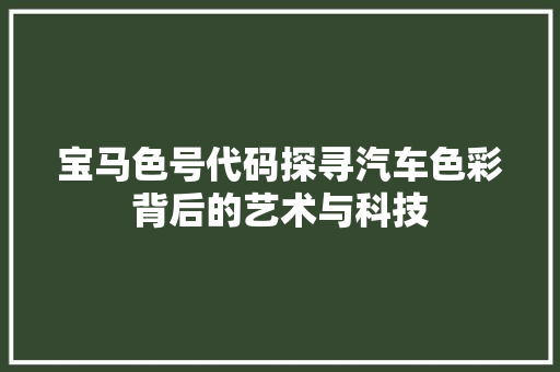 宝马色号代码探寻汽车色彩背后的艺术与科技