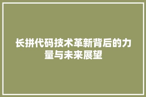 长拼代码技术革新背后的力量与未来展望