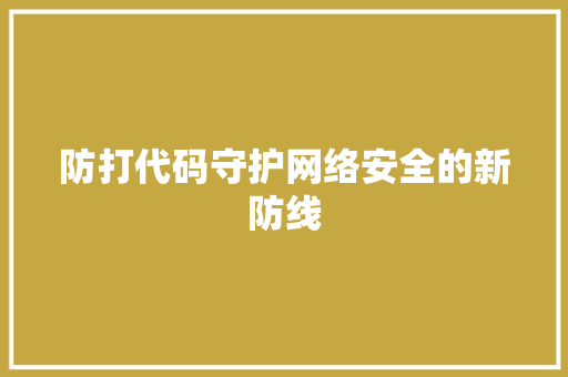 防打代码守护网络安全的新防线