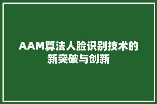 AAM算法人脸识别技术的新突破与创新