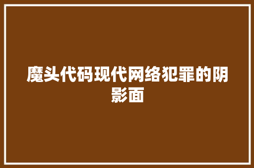 魔头代码现代网络犯罪的阴影面