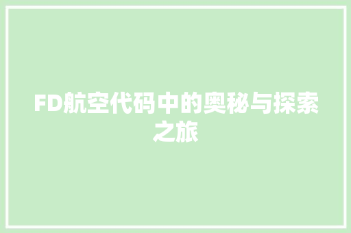 FD航空代码中的奥秘与探索之旅